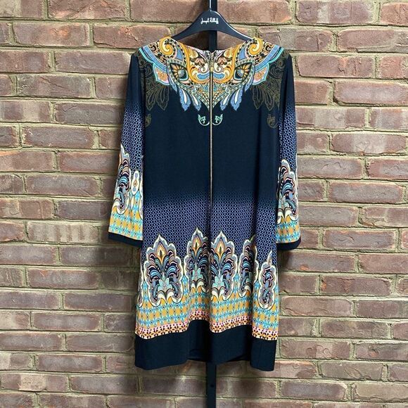 Joseph Ribkoff 3/4 Sleeve Multi Dress Size 14 NEW - Picture 3 of 6